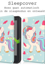 BASEY. Hoes Geschikt voor Kobo Clara 2E Hoesje Bookcase Cover Hoes - Hoesje Geschikt voor Kobo Clara 2E Hoes Cover Case - Eenhoorn