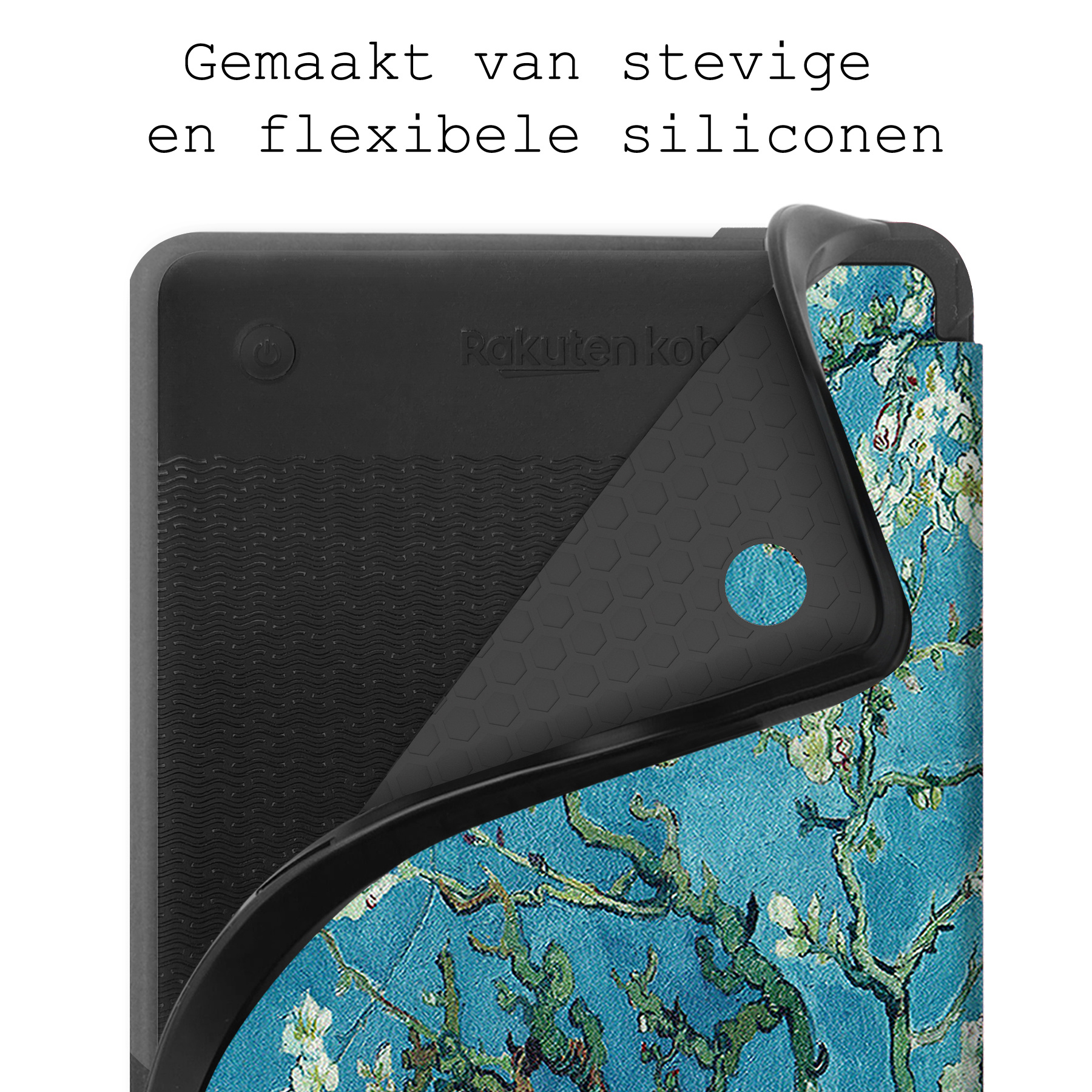 BASEY. Hoes Geschikt voor Kobo Clara 2E Hoesje Bookcase Cover Hoes - Hoesje Geschikt voor Kobo Clara 2E Hoes Cover Case - Bloesem