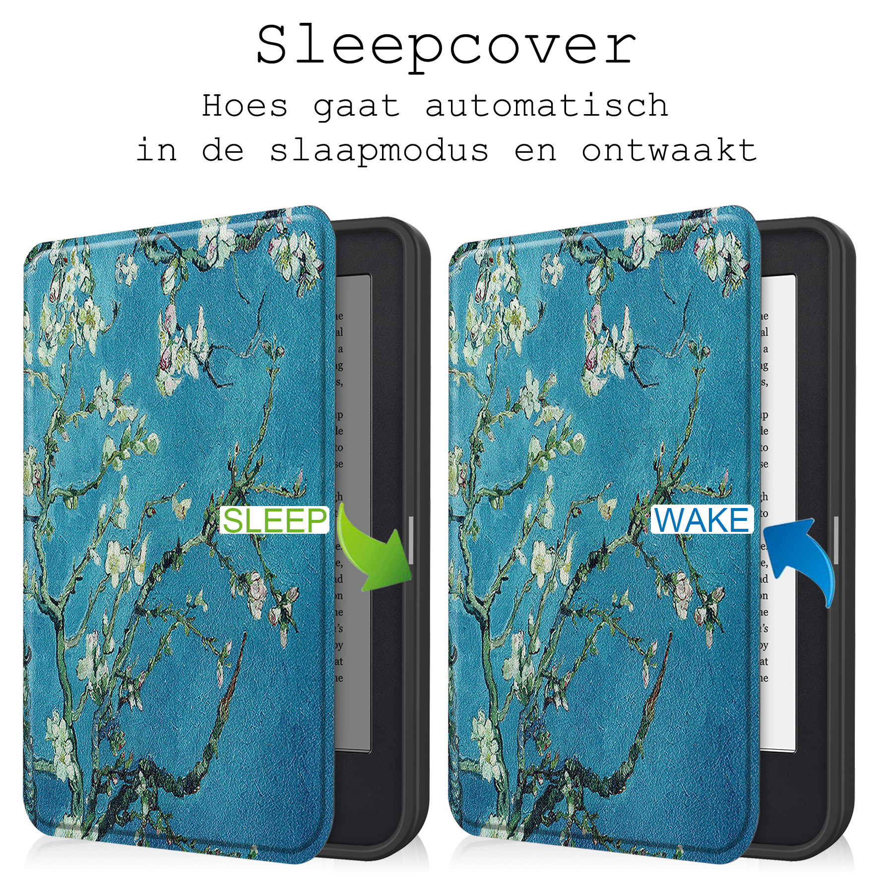 BASEY. Hoes Geschikt voor Kobo Clara 2E Hoesje Bookcase Cover Hoes - Hoesje Geschikt voor Kobo Clara 2E Hoes Cover Case - Bloesem