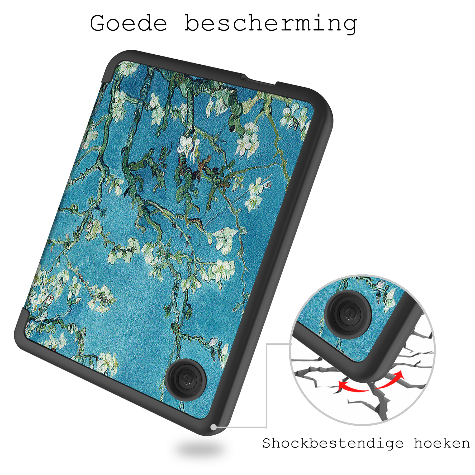 BASEY. Hoes Geschikt voor Kobo Clara 2E Hoesje Bookcase Cover Hoes - Hoesje Geschikt voor Kobo Clara 2E Hoes Cover Case - Bloesem