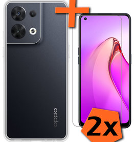 Nomfy Oppo Reno8 Pro Hoesje Siliconen Met 2x Screenprotector - Transparant