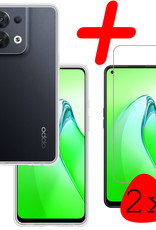 BASEY. Hoes Geschikt voor OPPO Reno 8 Pro Hoesje Siliconen Back Cover Case Met 2x Screenprotector - Hoesje Geschikt voor OPPO Reno 8 Pro Hoes Cover Hoesje - Transparant