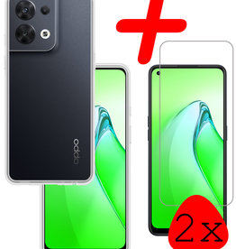 BASEY. Oppo Reno8 Pro Hoesje Siliconen Met 2x Screenprotector - Transparant