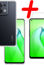 BASEY. Hoes Geschikt voor OPPO Reno 8 Pro Hoesje Siliconen Back Cover Case Met Screenprotector - Hoesje Geschikt voor OPPO Reno 8 Pro Hoes Cover Hoesje - Transparant