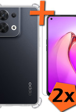 Nomfy Hoesje Geschikt voor OPPO Reno 8 Pro Hoesje Shock Proof Cover Case Shockproof Met 2x Screenprotector - Hoes Geschikt voor OPPO Reno 8 Pro Hoes Siliconen Back Case - Transparant