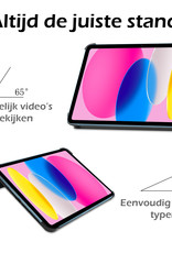 Nomfy Hoes Geschikt voor iPad 2022 Hoes Tri-fold Tablet Hoesje Case - Hoesje Geschikt voor iPad 10 Hoesje Hardcover Bookcase - Bloesem