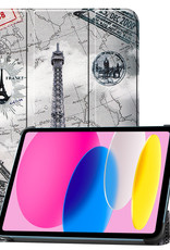 Nomfy Hoes Geschikt voor iPad 2022 Hoes Tri-fold Tablet Hoesje Case - Hoesje Geschikt voor iPad 10 Hoesje Hardcover Bookcase - Eiffeltoren