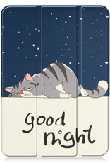 Nomfy Hoes Geschikt voor iPad 2022 Hoes Tri-fold Tablet Hoesje Case - Hoesje Geschikt voor iPad 10 Hoesje Hardcover Bookcase - Kat