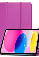 Nomfy Hoes Geschikt voor iPad 2022 Hoes Tri-fold Tablet Hoesje Case - Hoesje Geschikt voor iPad 10 Hoesje Hardcover Bookcase - Paars