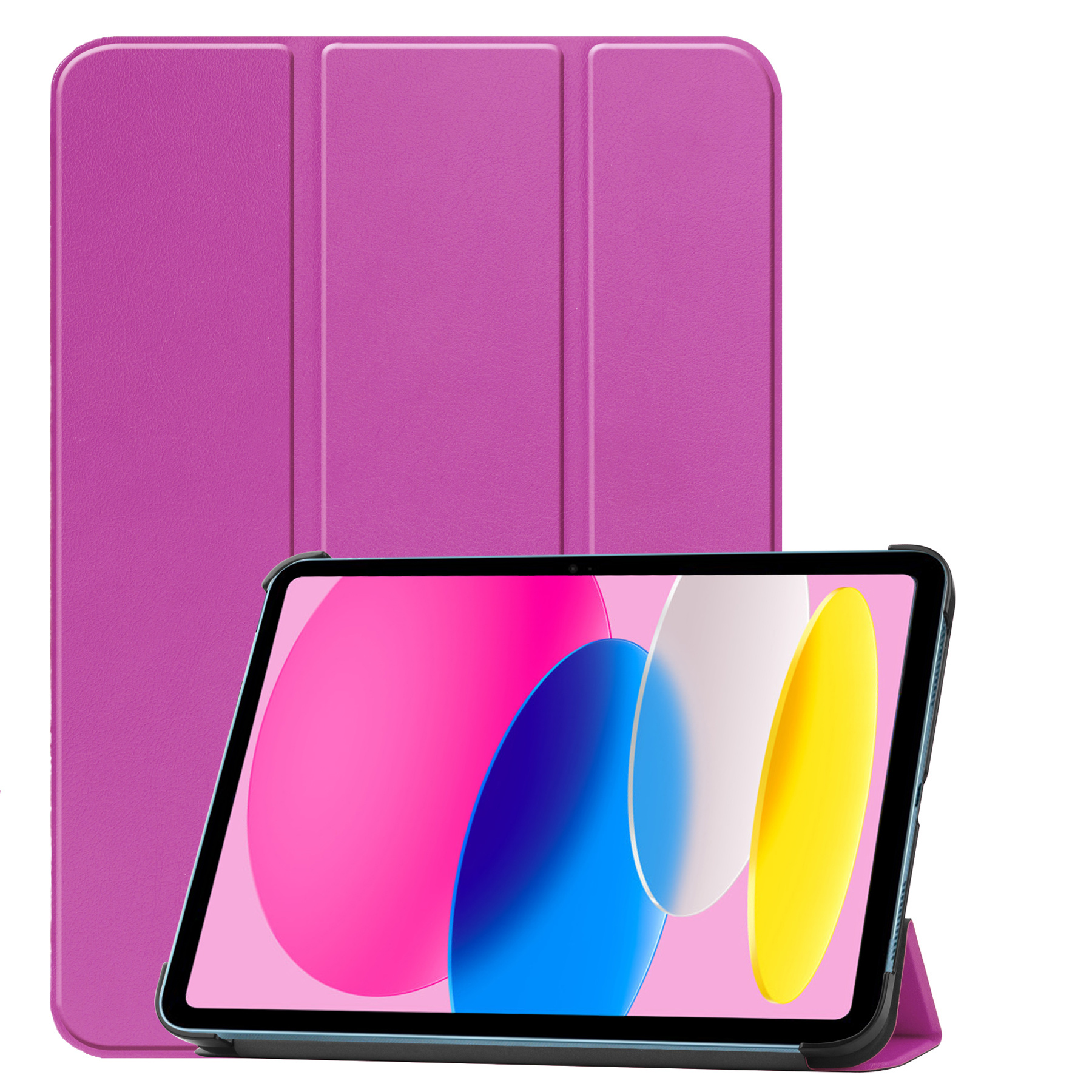 Nomfy Hoes Geschikt voor iPad 2022 Hoes Tri-fold Tablet Hoesje Case - Hoesje Geschikt voor iPad 10 Hoesje Hardcover Bookcase - Paars