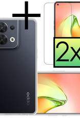 NoXx Hoes Geschikt voor OPPO Reno 8 Hoesje Cover Siliconen Back Case Hoes Met 2x Screenprotector - Transparant