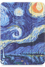 Nomfy Hoes Geschikt voor iPad 2022 Hoes Tri-fold Tablet Hoesje Case - Hoesje Geschikt voor iPad 10 Hoesje Hardcover Bookcase - Sterrenhemel