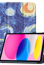 Nomfy Hoes Geschikt voor iPad 2022 Hoes Tri-fold Tablet Hoesje Case - Hoesje Geschikt voor iPad 10 Hoesje Hardcover Bookcase - Sterrenhemel