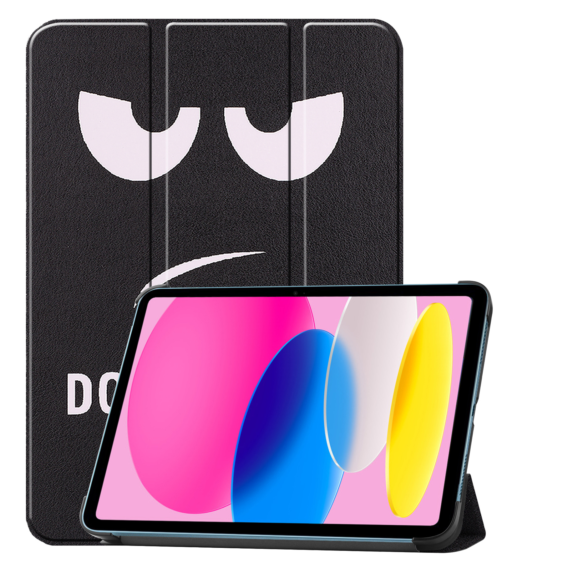 Nomfy Hoes Geschikt voor iPad 2022 Hoes Tri-fold Tablet Hoesje Case - Hoesje Geschikt voor iPad 10 Hoesje Hardcover Bookcase - Don't Touch Me