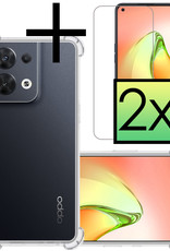 NoXx Hoes Geschikt voor OPPO Reno 8 Hoesje Siliconen Cover Shock Proof Back Case Shockproof Hoes Met 2x Screenprotector - Transparant