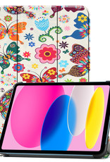 Nomfy Hoes Geschikt voor iPad 2022 Hoes Tri-fold Tablet Hoesje Case - Hoesje Geschikt voor iPad 10 Hoesje Hardcover Bookcase - Vlinders