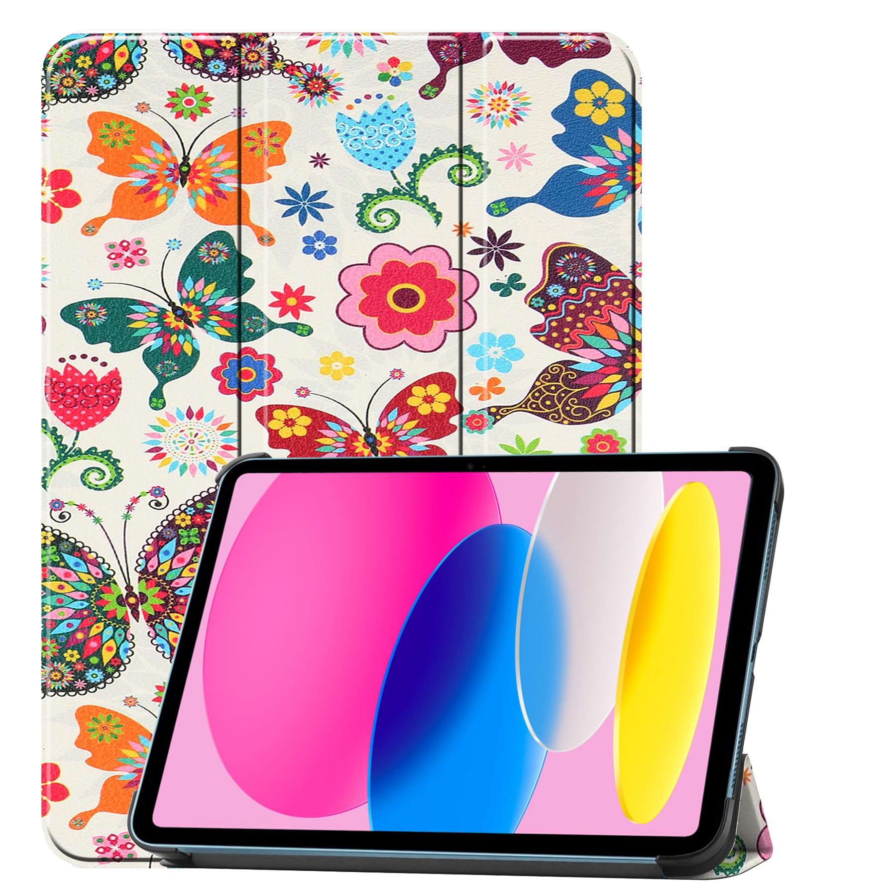 iPad 10 Hoesje Book Case Hard Cover Hoes - iPad 10 2022 Hoes Hardcase - Vlinders