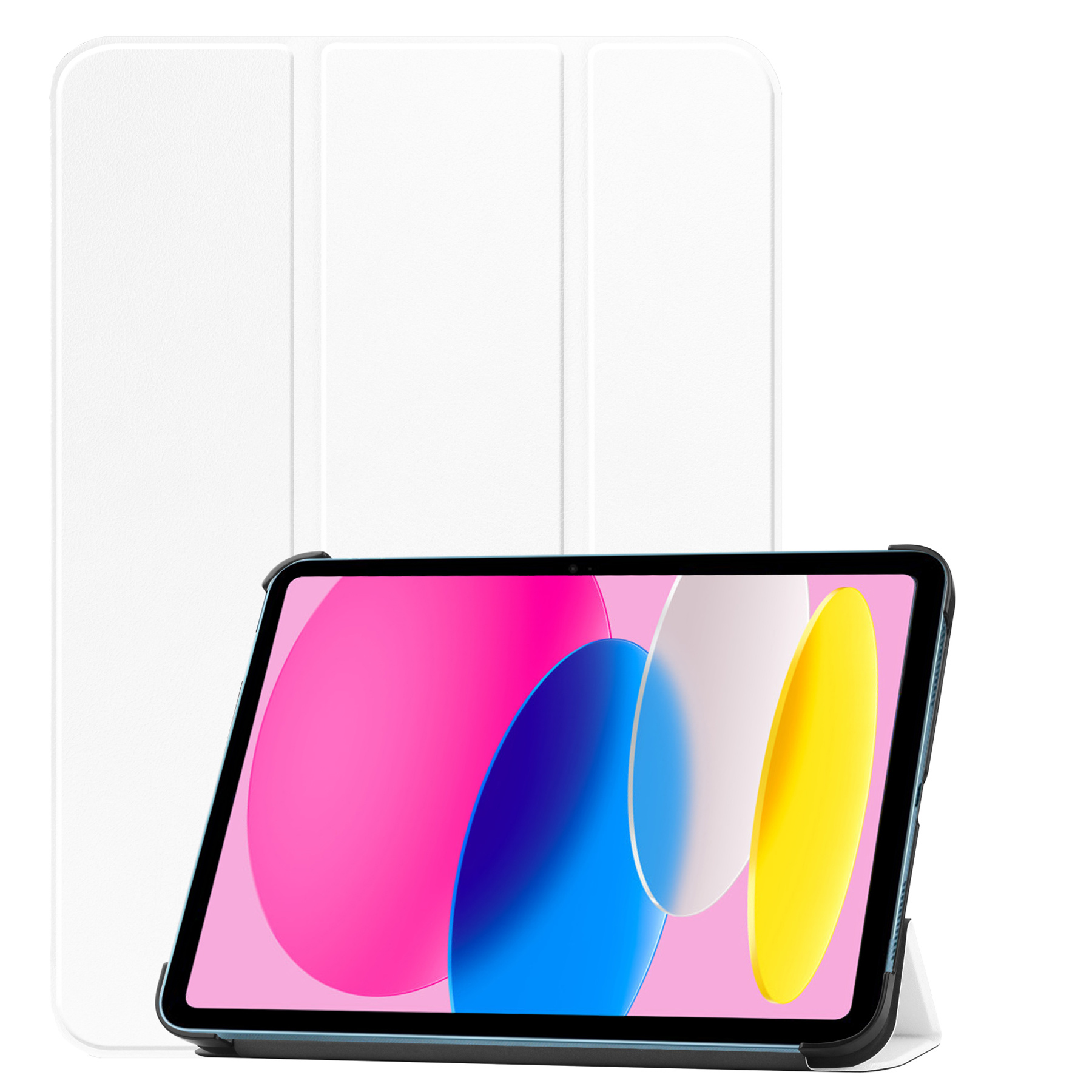 Nomfy Hoes Geschikt voor iPad 2022 Hoes Tri-fold Tablet Hoesje Case - Hoesje Geschikt voor iPad 10 Hoesje Hardcover Bookcase - Wit