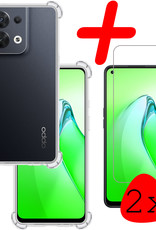 Oppo Reno8 Hoesje Shock Proof Case Hoes Met 2x Screenprotector - Oppo Reno8 Hoes Cover Shockproof Transparant