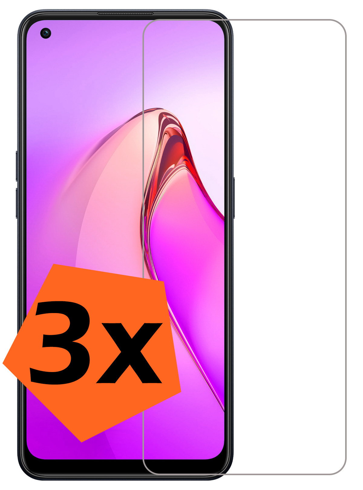 Nomfy Screenprotector Geschikt voor OPPO Reno 8 Screenprotector Bescherm Glas Tempered Glass - Screenprotector Geschikt voor OPPO Reno 8 Screen Protector - 3 PACK