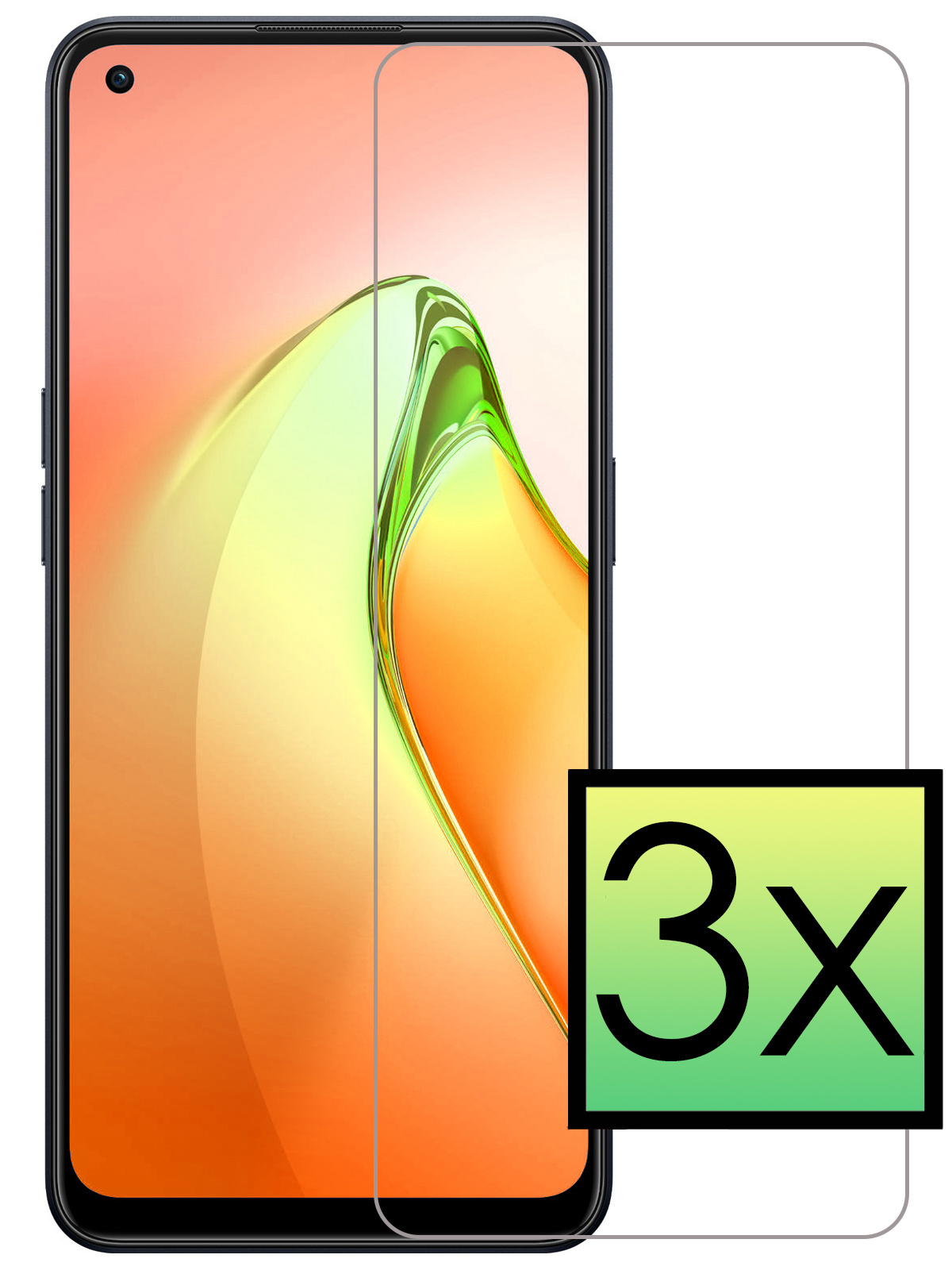 NoXx Screenprotector Geschikt voor OPPO Reno 8 Screenprotector Tempered Glass Gehard Glas Beschermglas - 3x
