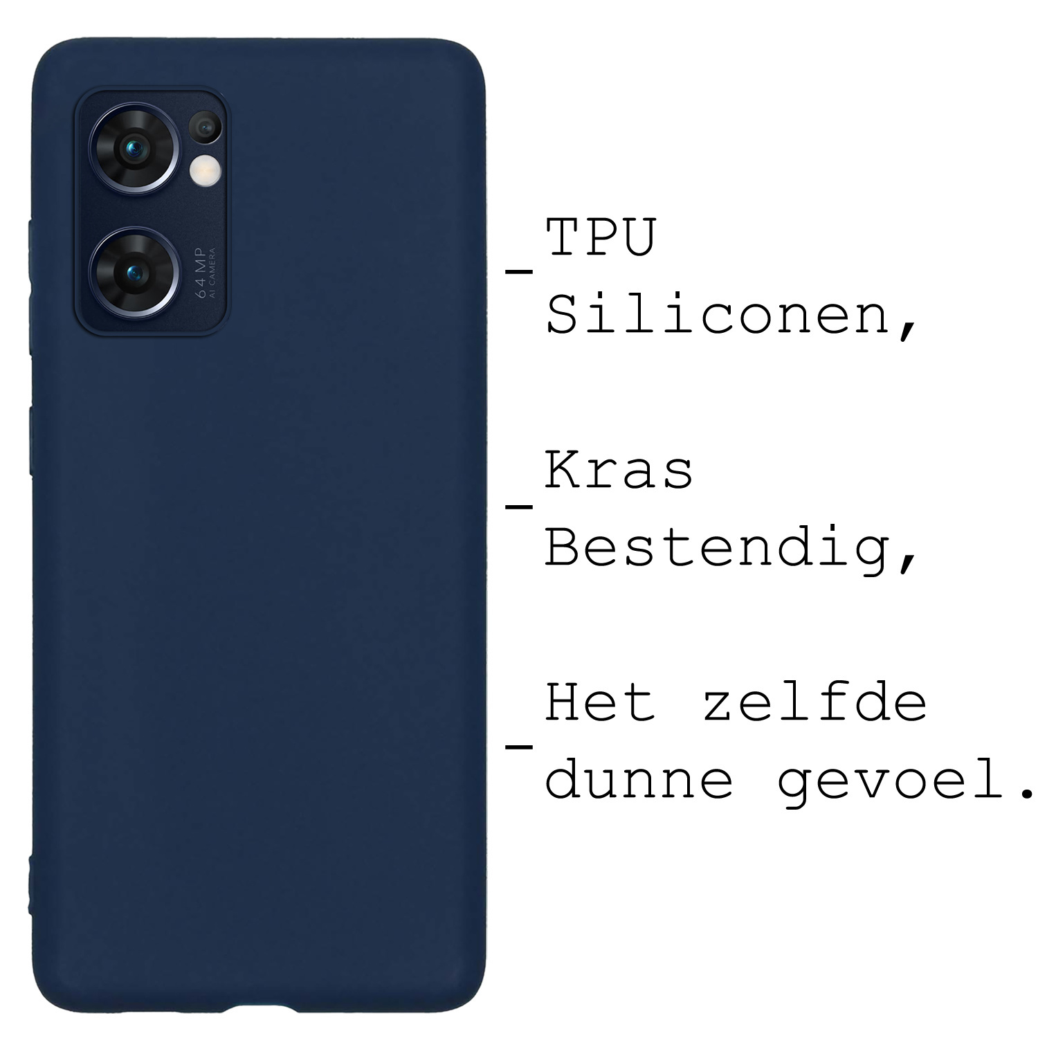 BASEY. Hoes Geschikt voor OPPO Find X5 Lite Hoesje Siliconen Back Cover Case Met Screenprotector - Hoesje Geschikt voor OPPO X5 Lite Hoes Cover Hoesje - Donkerblauw