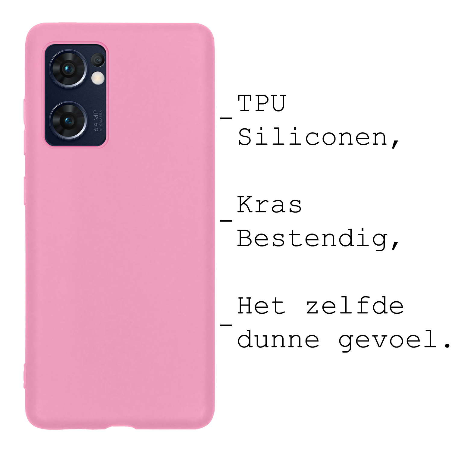 BASEY. Hoes Geschikt voor OPPO Find X5 Lite Hoesje Siliconen Back Cover Case Met Screenprotector - Hoesje Geschikt voor OPPO X5 Lite Hoes Cover Hoesje - Lichtroze