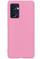 BASEY. Hoes Geschikt voor OPPO Find X5 Lite Hoesje Siliconen Back Cover Case Met Screenprotector - Hoesje Geschikt voor OPPO X5 Lite Hoes Cover Hoesje - Lichtroze