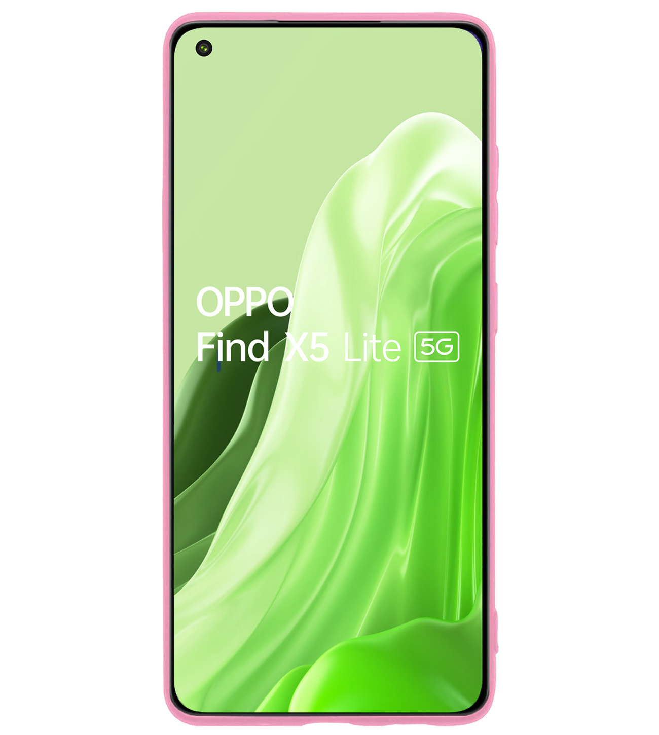 BASEY. Hoes Geschikt voor OPPO Find X5 Lite Hoesje Siliconen Back Cover Case Met Screenprotector - Hoesje Geschikt voor OPPO X5 Lite Hoes Cover Hoesje - Lichtroze