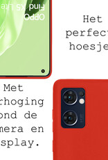 BASEY. Hoes Geschikt voor OPPO Find X5 Lite Hoesje Siliconen Back Cover Case Met Screenprotector - Hoesje Geschikt voor OPPO X5 Lite Hoes Cover Hoesje - Rood