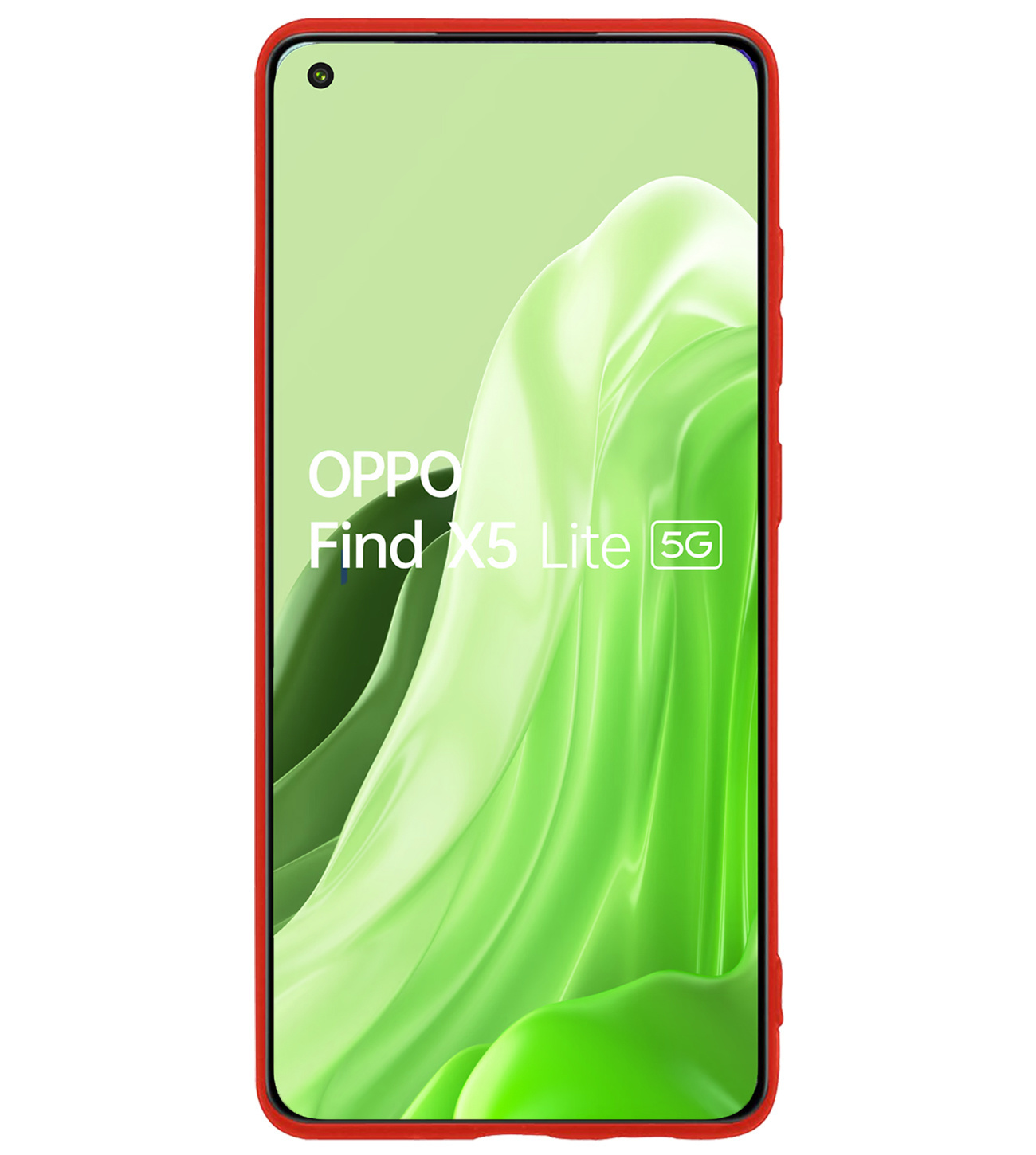 BASEY. Hoes Geschikt voor OPPO Find X5 Lite Hoesje Siliconen Back Cover Case Met Screenprotector - Hoesje Geschikt voor OPPO X5 Lite Hoes Cover Hoesje - Rood