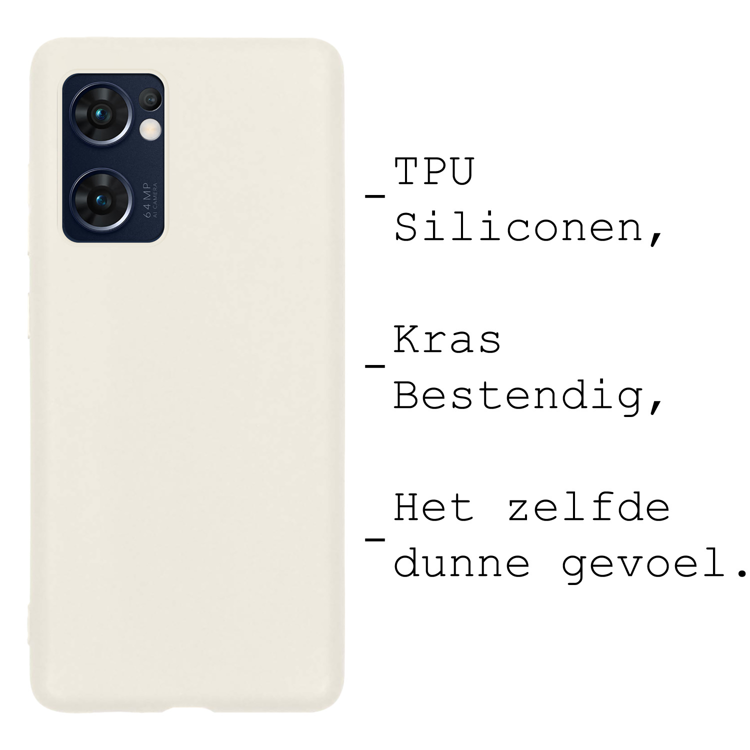 BASEY. Hoes Geschikt voor OPPO Find X5 Lite Hoesje Siliconen Back Cover Case Met Screenprotector - Hoesje Geschikt voor OPPO X5 Lite Hoes Cover Hoesje - Wit