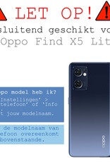 Hoes Geschikt voor OPPO Find X5 Lite Hoesje Siliconen Back Cover Case Met 2x Screenprotector - Hoesje Geschikt voor OPPO X5 Lite Hoes Cover Hoesje - Donkerblauw