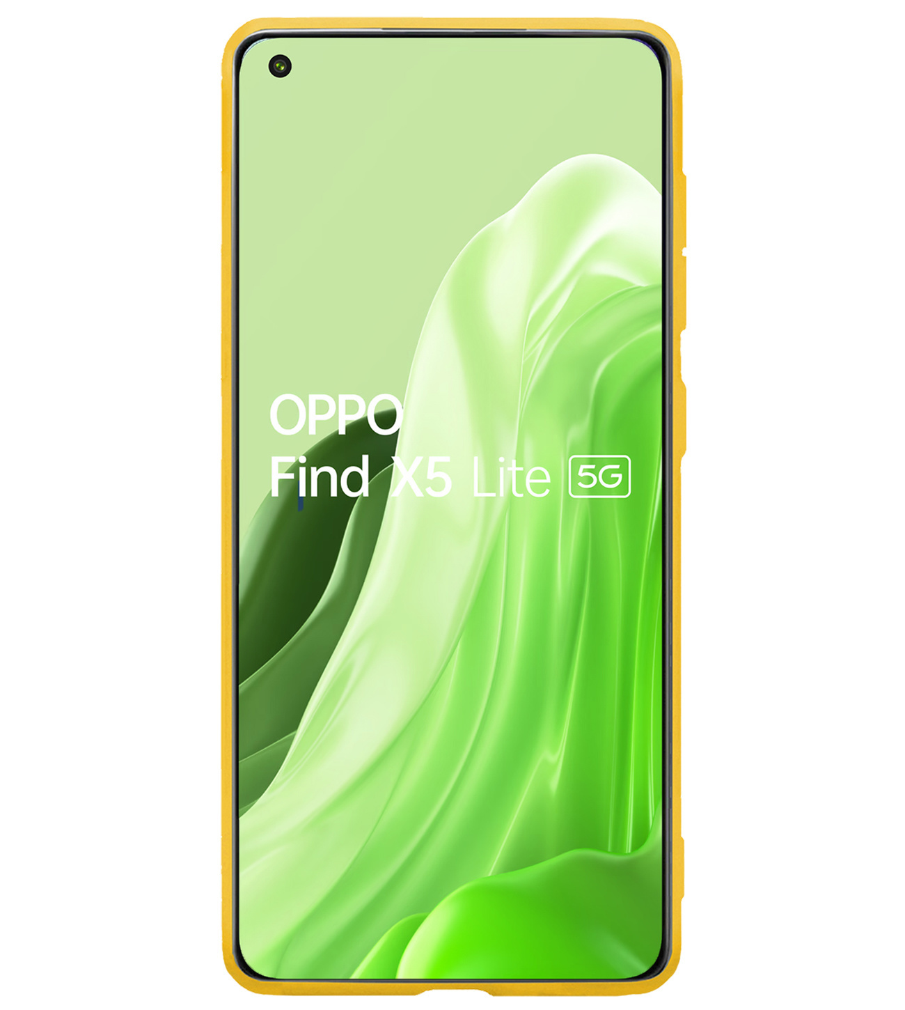 BASEY. Hoes Geschikt voor OPPO Find X5 Lite Hoesje Siliconen Back Cover Case Met 2x Screenprotector - Hoesje Geschikt voor OPPO X5 Lite Hoes Cover Hoesje - Geel