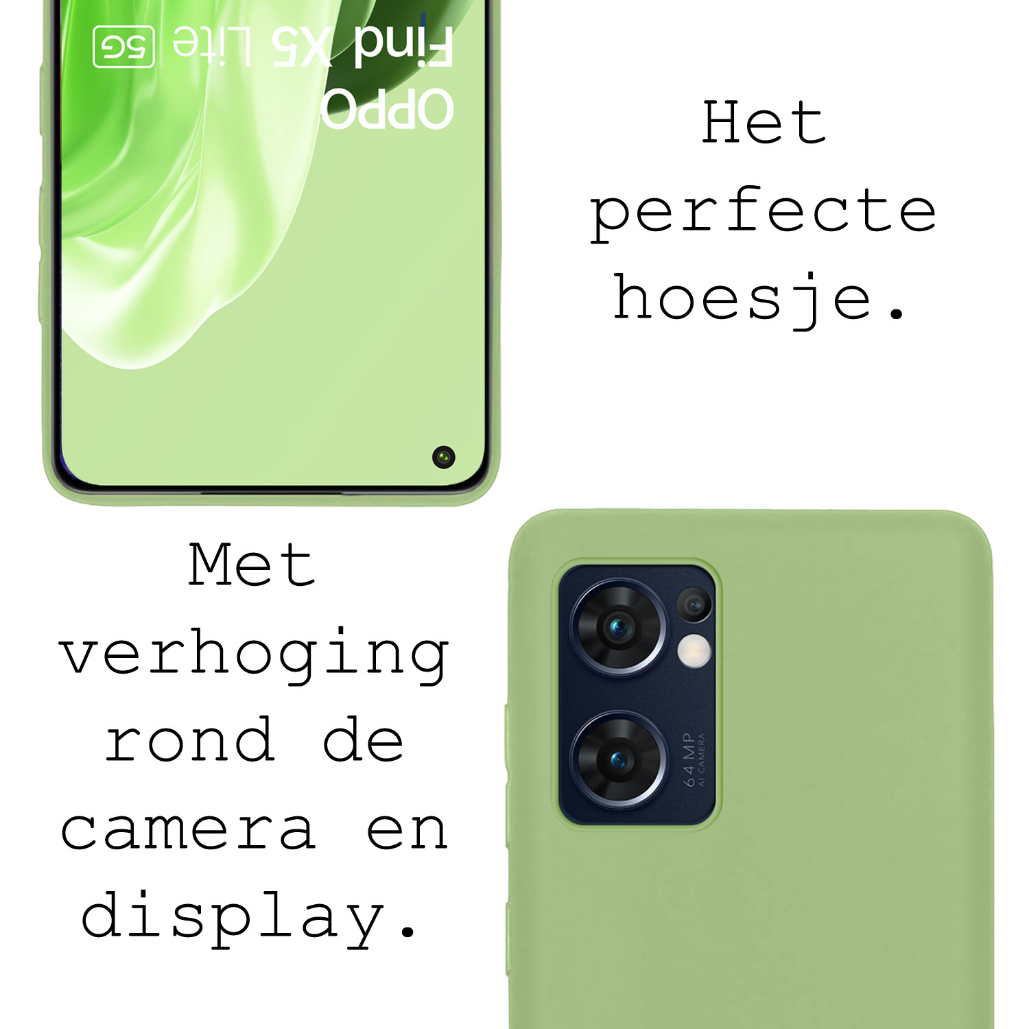 BASEY. Hoes Geschikt voor OPPO Find X5 Lite Hoesje Siliconen Back Cover Case Met 2x Screenprotector - Hoesje Geschikt voor OPPO X5 Lite Hoes Cover Hoesje - Groen