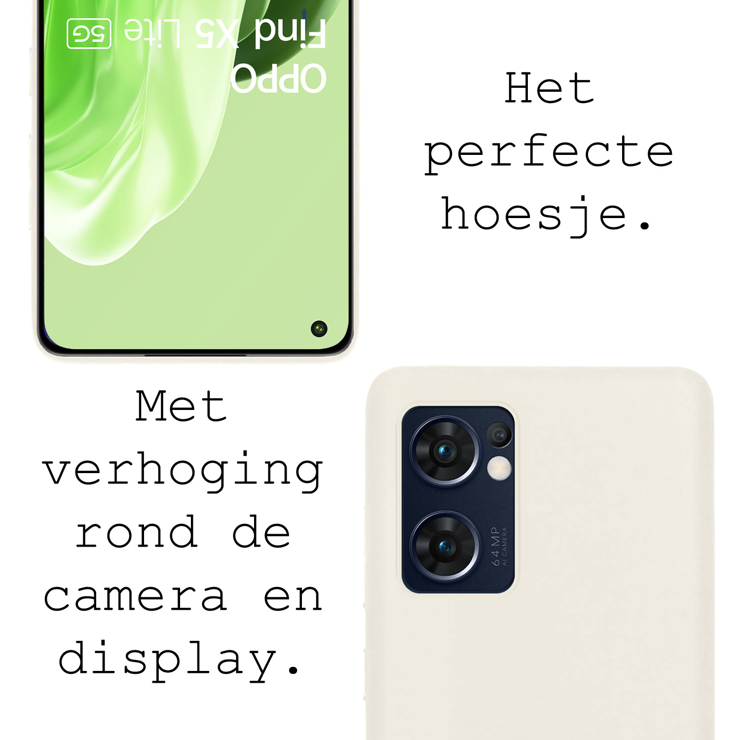 BASEY. Hoes Geschikt voor OPPO Find X5 Lite Hoesje Siliconen Back Cover Case Met 2x Screenprotector - Hoesje Geschikt voor OPPO X5 Lite Hoes Cover Hoesje - Wit