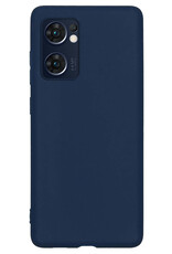 Hoes Geschikt voor OPPO Find X5 Lite Hoesje Cover Siliconen Back Case Hoes Met Screenprotector - Donkerblauw