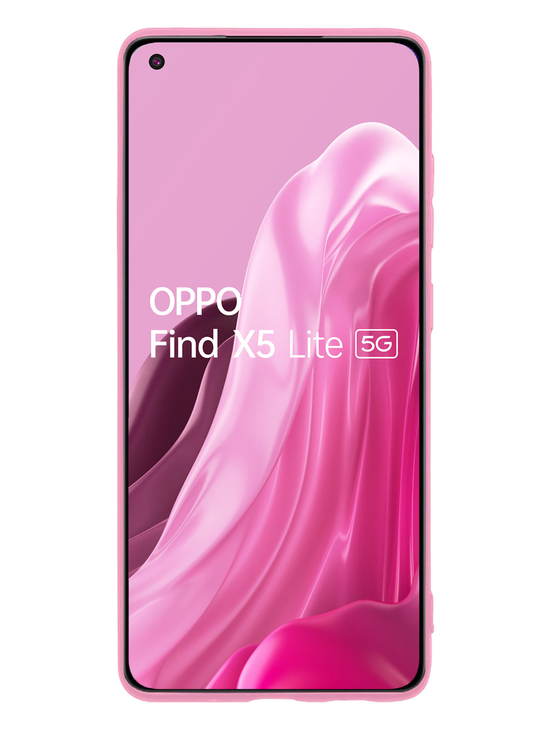 OPPO Find X5 Lite Hoesje Back Cover Siliconen Case Hoes Met Screenprotector - Licht Roze