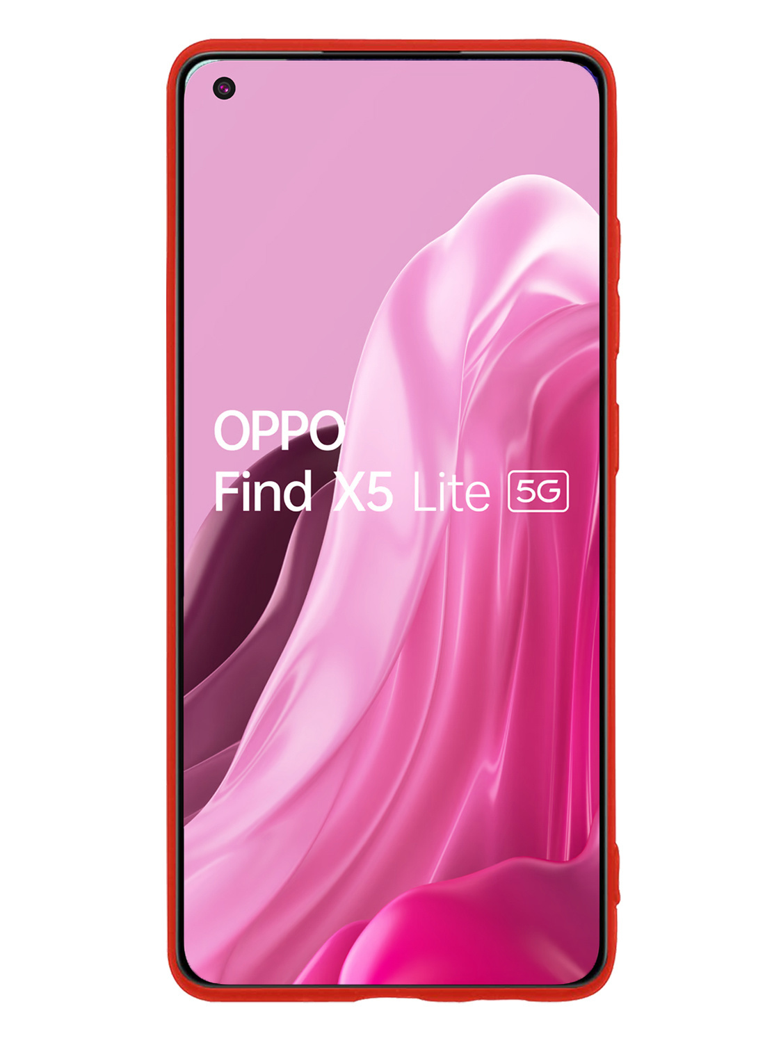 NoXx Hoes Geschikt voor OPPO Find X5 Lite Hoesje Cover Siliconen Back Case Hoes Met Screenprotector - Rood