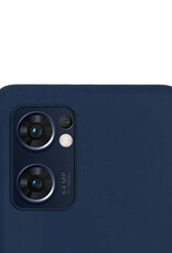 NoXx Hoes Geschikt voor OPPO Find X5 Lite Hoesje Cover Siliconen Back Case Hoes Met 2x Screenprotector - Donkerblauw