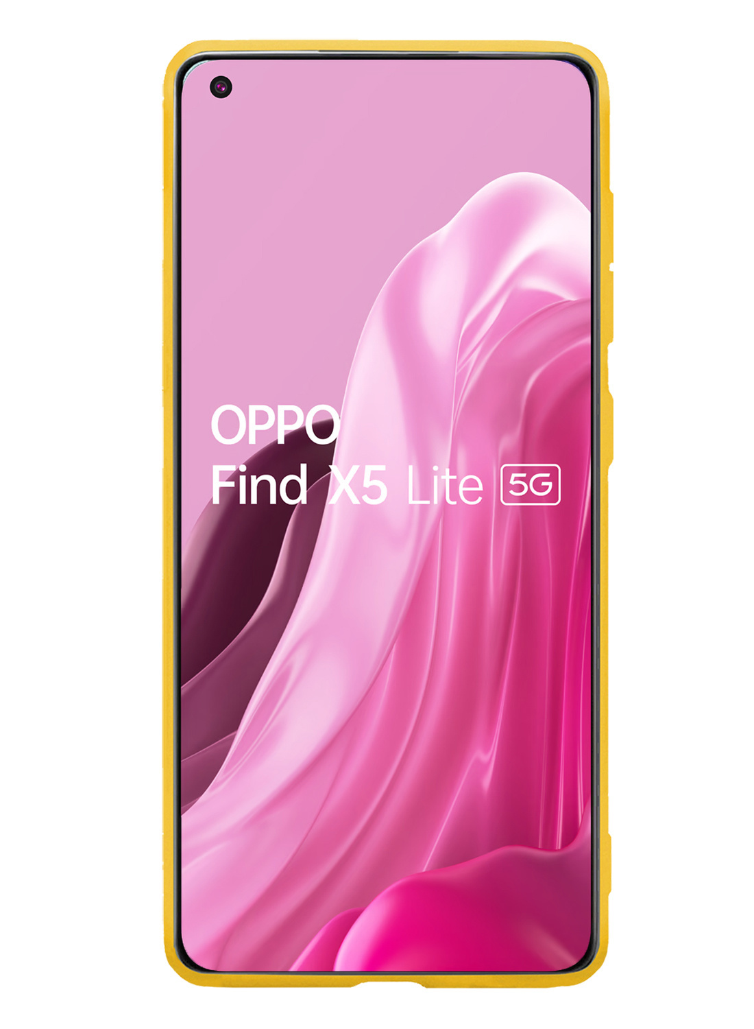 NoXx Hoes Geschikt voor OPPO Find X5 Lite Hoesje Cover Siliconen Back Case Hoes Met 2x Screenprotector - Geel