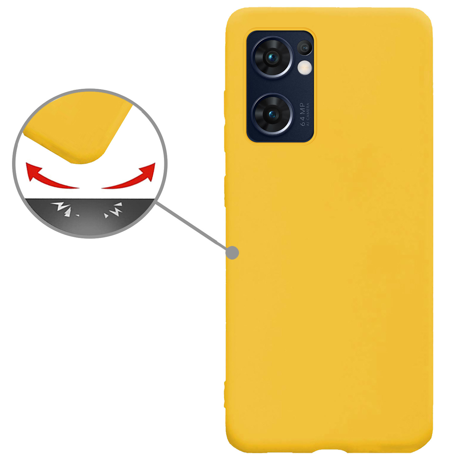 Nomfy Hoesje Geschikt voor OPPO Find X5 Lite Hoesje Siliconen Cover Case Met Screenprotector - Hoes Geschikt voor OPPO X5 Lite Hoes Back Case - Geel