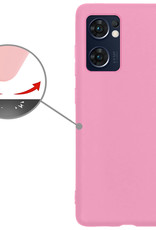 Nomfy Hoesje Geschikt voor OPPO Find X5 Lite Hoesje Siliconen Cover Case Met Screenprotector - Hoes Geschikt voor OPPO X5 Lite Hoes Back Case - Lichtroze