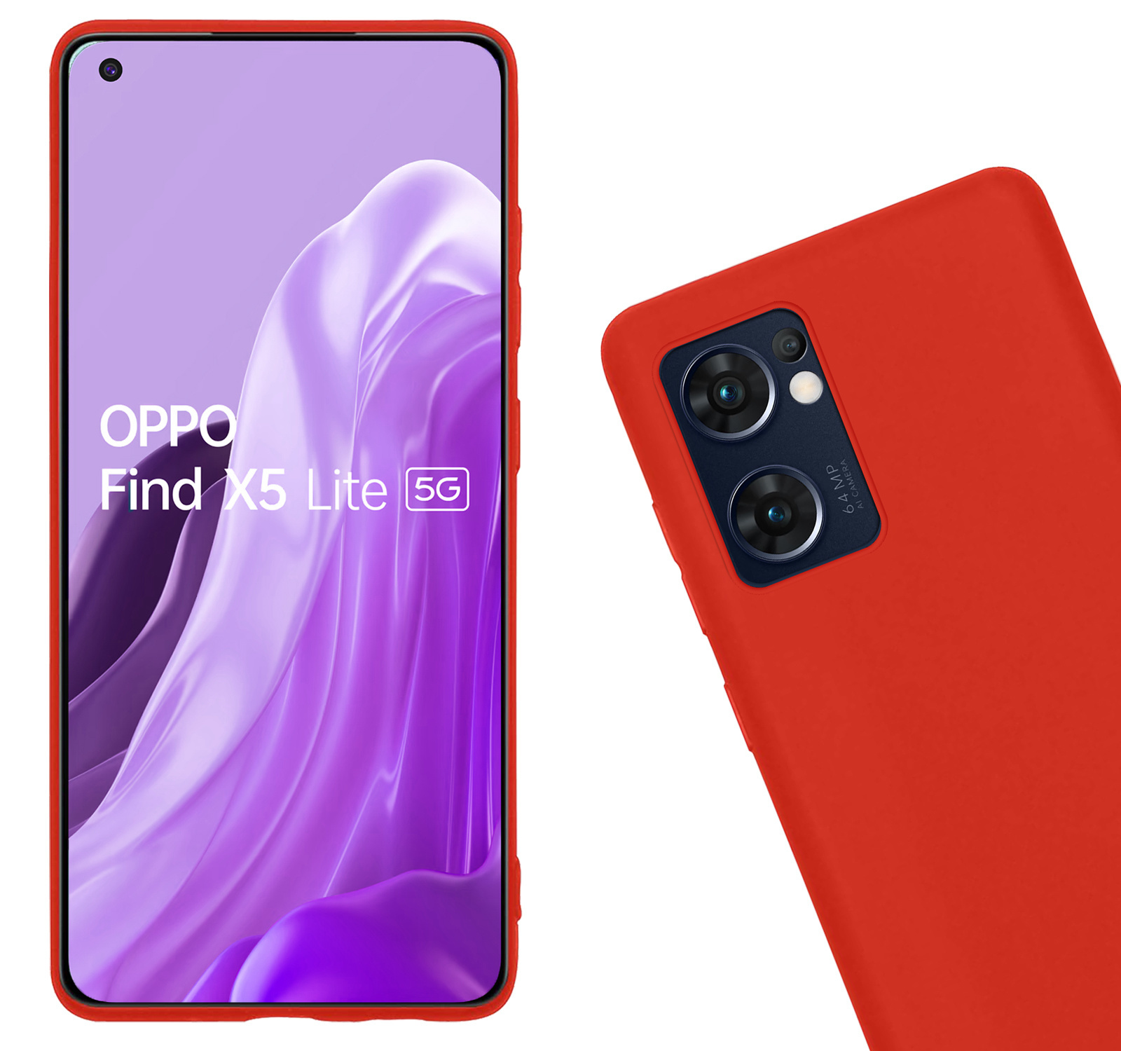 Nomfy Hoesje Geschikt voor OPPO Find X5 Lite Hoesje Siliconen Cover Case Met Screenprotector - Hoes Geschikt voor OPPO X5 Lite Hoes Back Case - Rood