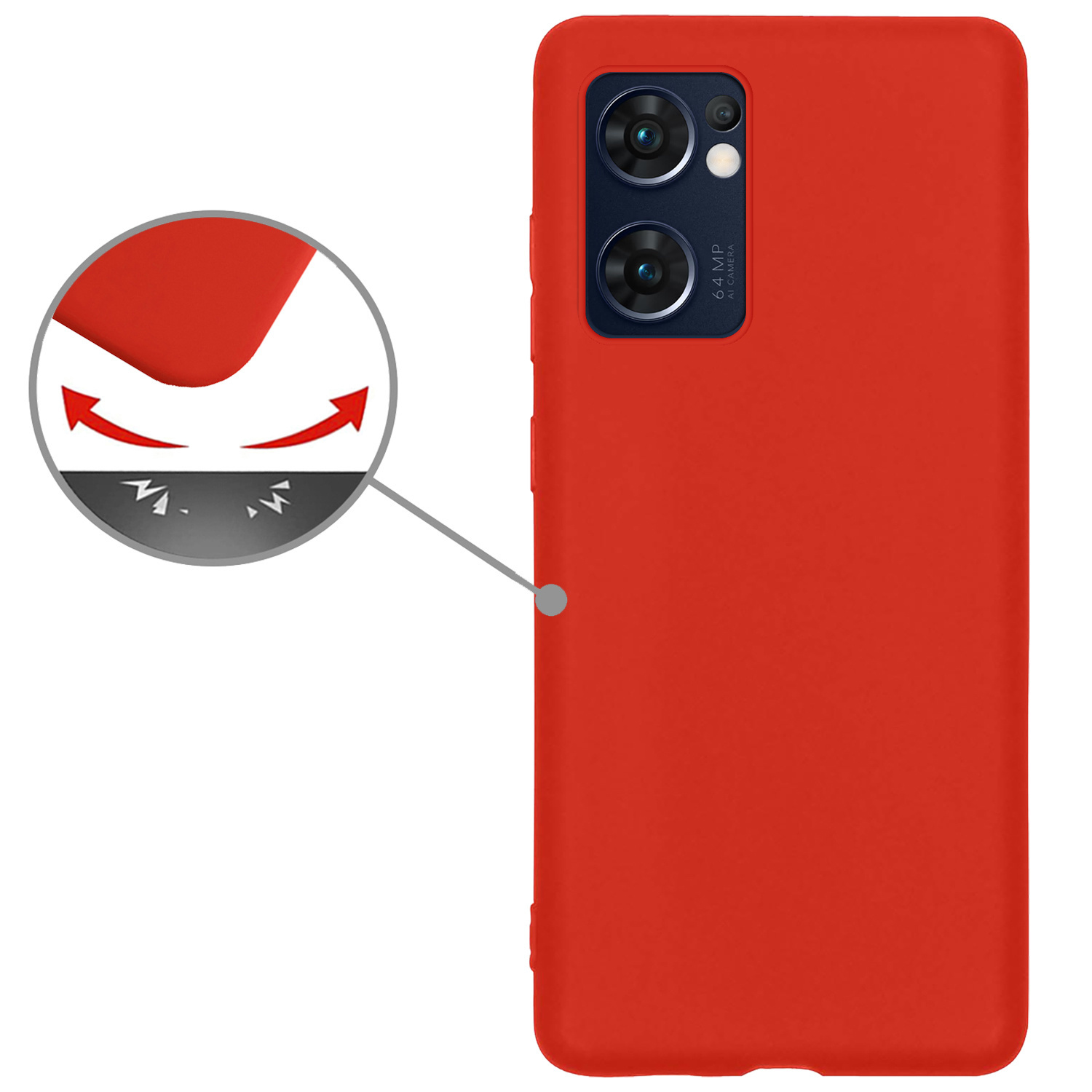 Nomfy Hoesje Geschikt voor OPPO Find X5 Lite Hoesje Siliconen Cover Case Met Screenprotector - Hoes Geschikt voor OPPO X5 Lite Hoes Back Case - Rood