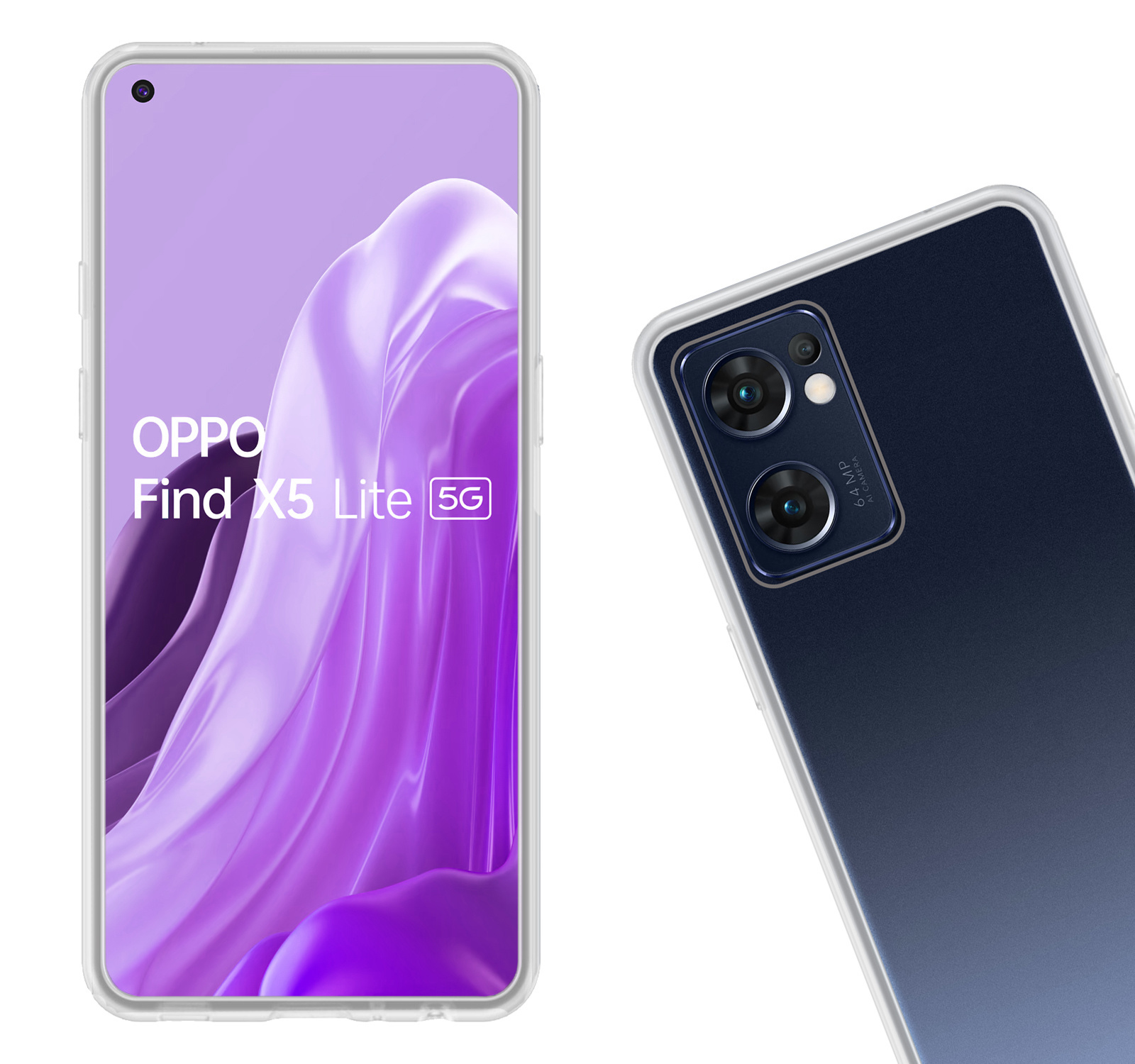 Nomfy Hoesje Geschikt voor OPPO Find X5 Lite Hoesje Siliconen Cover Case Met Screenprotector - Hoes Geschikt voor OPPO X5 Lite Hoes Back Case - Transparant