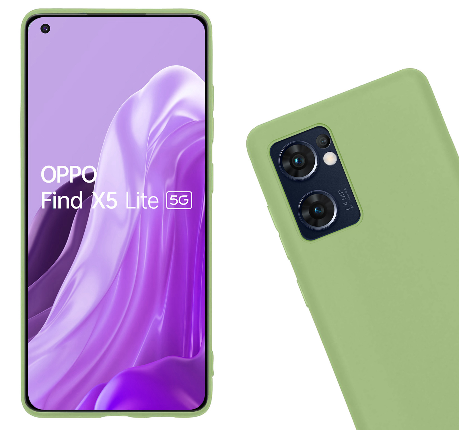 Nomfy Hoesje Geschikt voor OPPO Find X5 Lite Hoesje Siliconen Cover Case Met 2x Screenprotector - Hoes Geschikt voor OPPO X5 Lite Hoes Back Case - Groen