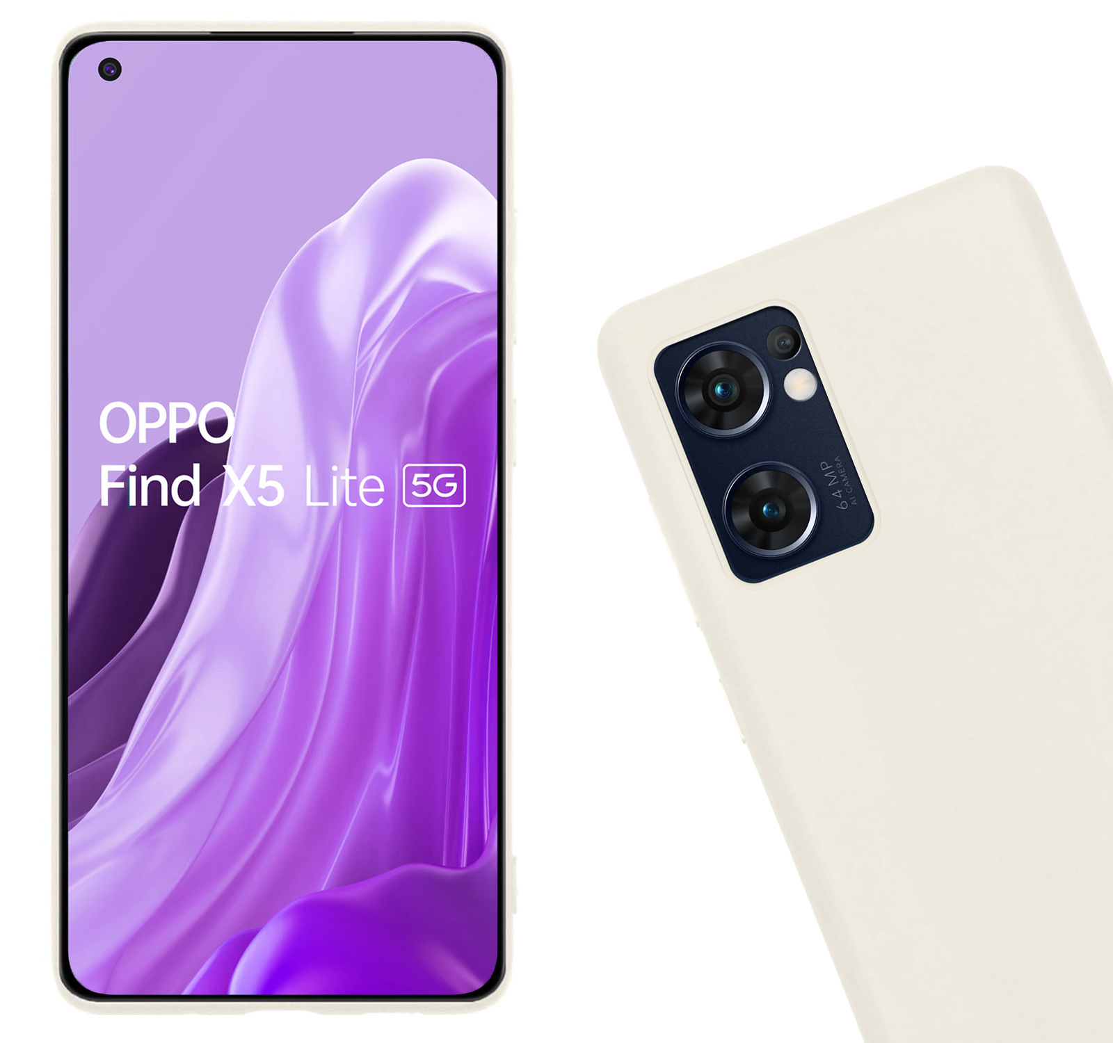 Nomfy Hoesje Geschikt voor OPPO Find X5 Lite Hoesje Siliconen Cover Case Met 2x Screenprotector - Hoes Geschikt voor OPPO X5 Lite Hoes Back Case - Wit
