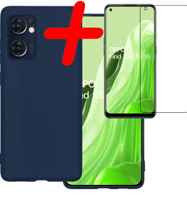 BASEY. BASEY. OPPO Find X5 Lite Hoesje Siliconen Met Screenprotector - Donkerblauw