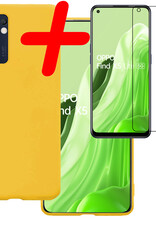 Hoes Geschikt voor OPPO Find X5 Lite Hoesje Siliconen Back Cover Case Met Screenprotector - Hoesje Geschikt voor OPPO X5 Lite Hoes Cover Hoesje - Geel
